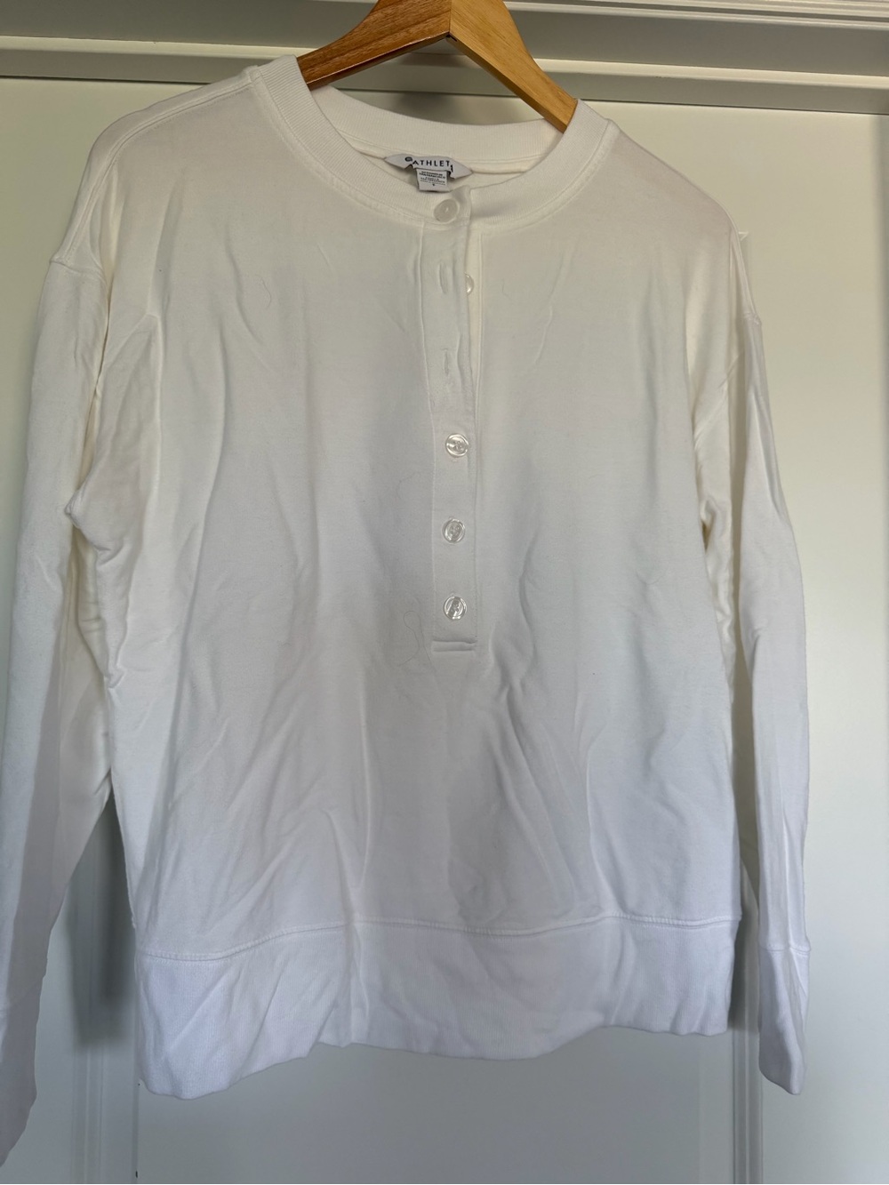 Athleta White Button-Front Henley Top